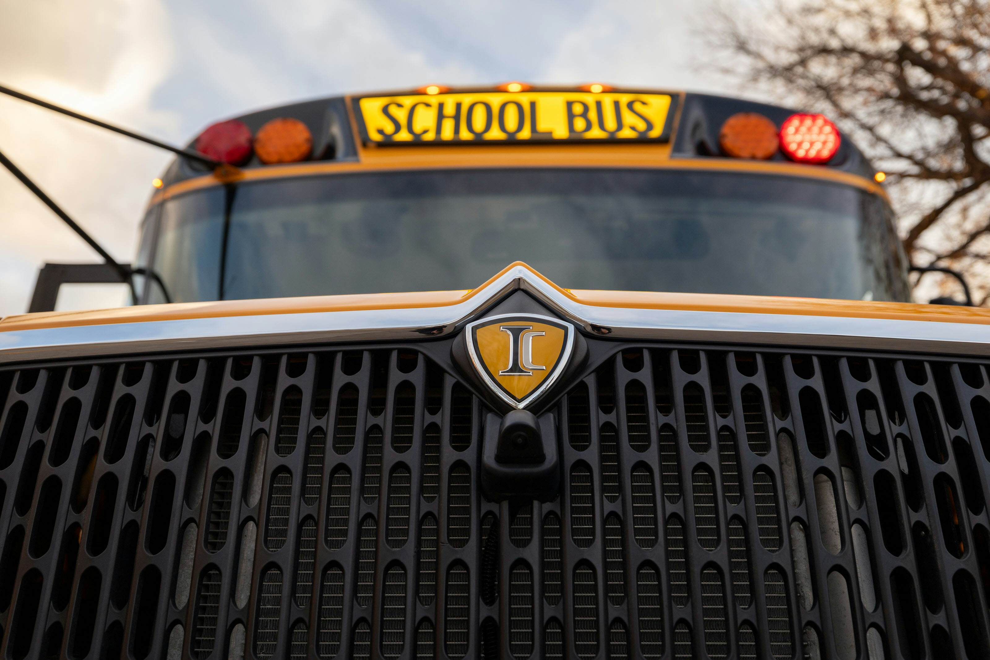 Close up shot of a bus