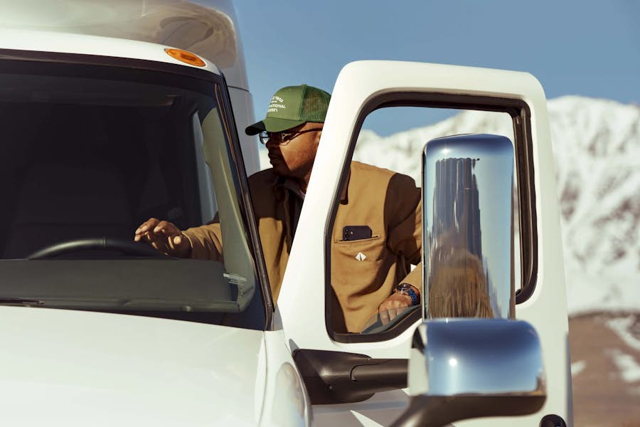 A person in a truck