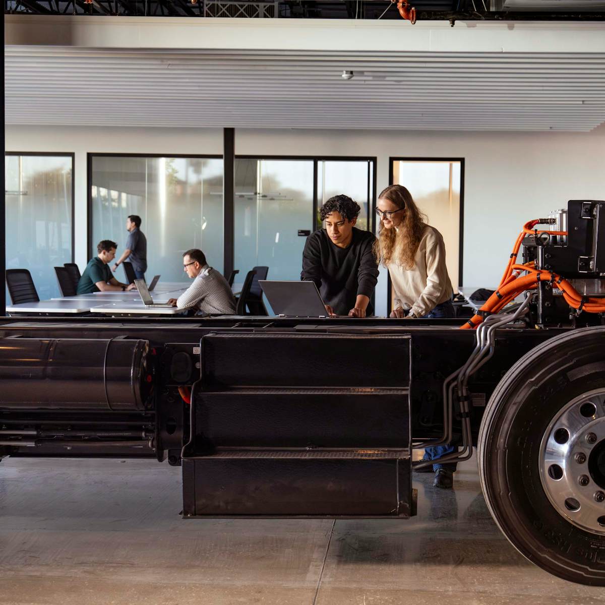Two employees working